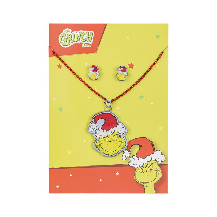 PEERS HARDY Set Bijoux de Noël - Pendentif et Boucles d'Oreilles assorties avec Le Grinch et Bonnet de Père Noël