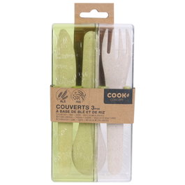 Cook Concept Lot de 3 couverts écologiques en blé et riz