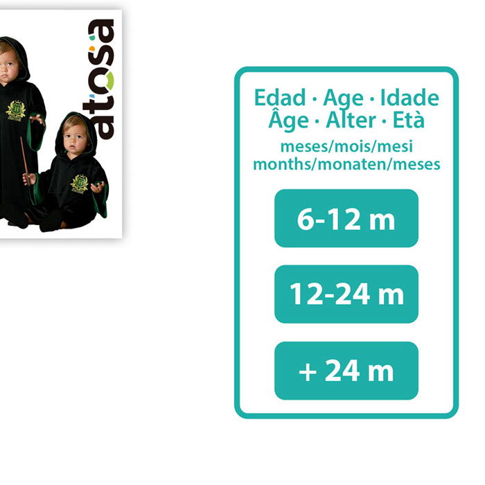 Déguisement Tunique de Magicien Étudiant Vert pour Bébé Unisex 24 Mois - Halloween, Carnaval