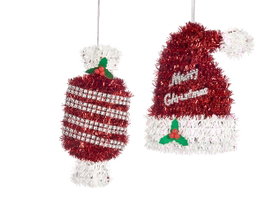 Krist+ Décoration Noël Guirlande Rouge Blanc Assorti 12x15x4 cm (Set de 36)