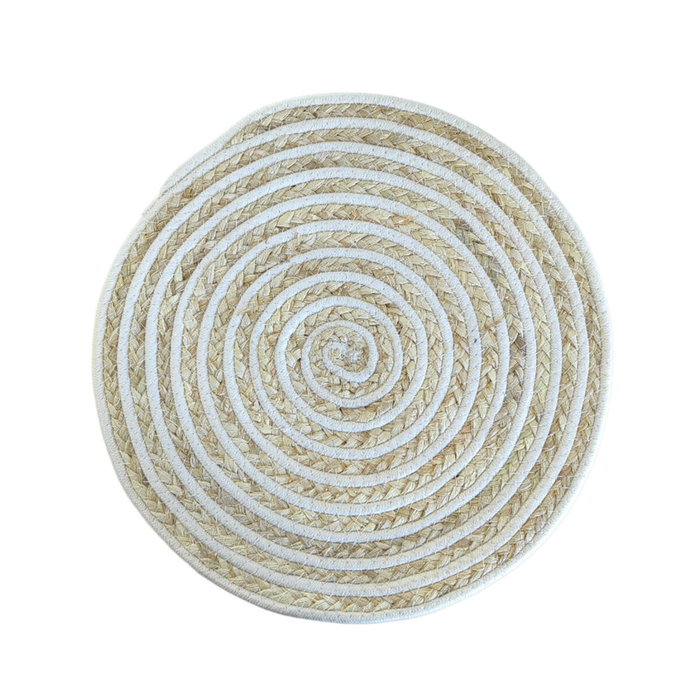 Dessous de plat Versa Blanc Polyester Coton 38 x 1 x 38 cm Dessous de plat Versa Blanc Polyester Coton 38 x 1 x 38 cm