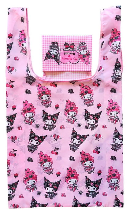 Sakami Merchandise Sac shopping pliable Pink Black Party Series Kuromi & My Melody