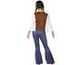 Aniven - Costume d'Halloween Hippie pour Fille 10-12 Ans - Déguisement Enfant Deux Pièces avec Motifs Paix et Fleurs - T-Shirt et Pantalon en Polyester