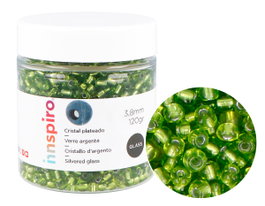 Innspiro Rocaille de verre ronde argenté vert avocat 3,8mm 120g