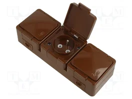 ABEX Socle d'alimentation AC marron 2P+PE 250V AC