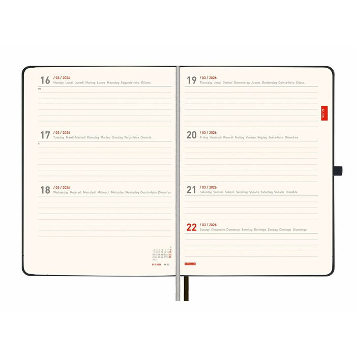 Agenda Finocam MÍNIMAL Noir A5 14 x 19 cm 2025-2026