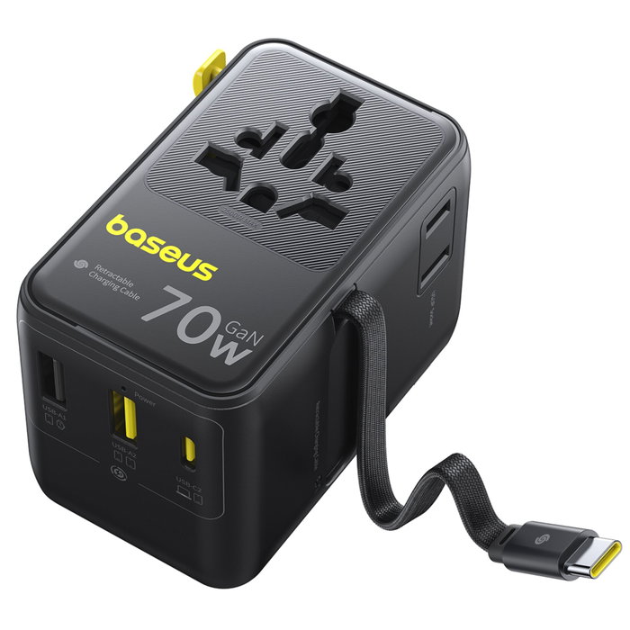 Baseus EnerCore CG11 Adaptateur de voyage 70 W, Noir Baseus EnerCore CG11 Adaptateur de voyage 70 W, Noir