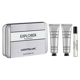 Montblanc - Coffret Explorer Platinum pour Homme : Eau de Parfum 7.5 ml + Crème Hydratante Visage 30 ml + Gel Douche Hydratant Tous Types de Peau 30 ml