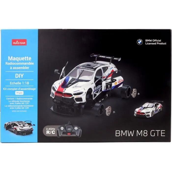 MGM Voiture Télécommandée BMW M8 GTE à Assembler - 1/18 - Blanc - Télécommande 2.4 GHz - 8 km/h MGM Voiture Télécommandée BMW M8 GTE à Assembler - 1/18 - Blanc - Télécommande 2.4 GHz - 8 km/h