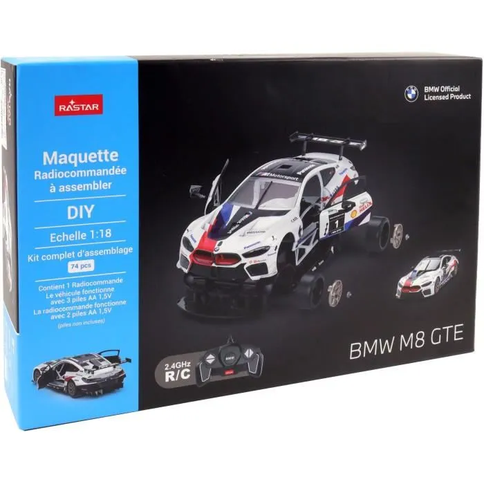 MGM Voiture Télécommandée BMW M8 GTE à Assembler - 1/18 - Blanc - Télécommande 2.4 GHz - 8 km/h MGM Voiture Télécommandée BMW M8 GTE à Assembler - 1/18 - Blanc - Télécommande 2.4 GHz - 8 km/h