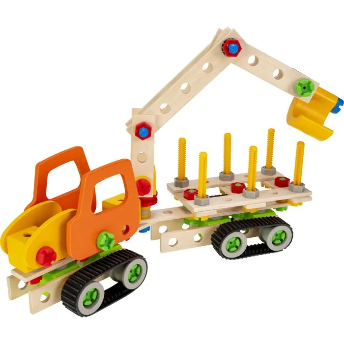 Heros Constructor - Pelleteuse à Construire en Bois 100% Certifié FSC - 170 Pièces - Jeu de Construction Créatif - À Partir de 6 Ans