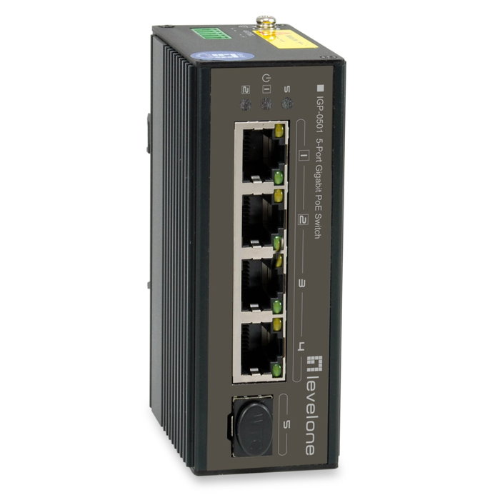 LevelOne IGP-0501 Commutateur industriel 5 ports Gigabit PoE et SFP LevelOne IGP-0501 Commutateur industriel 5 ports Gigabit PoE et SFP