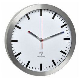 Tfa Horloge murale radio-pilotée 60.3528.02 en aluminium brossé