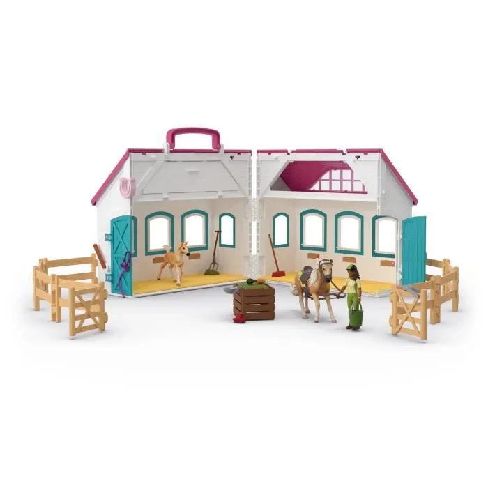 Schleich 42703 Horse Club - Coffret Écurie Transportable - Figurine Cheval - Jeu Enfant Dès 4 Ans