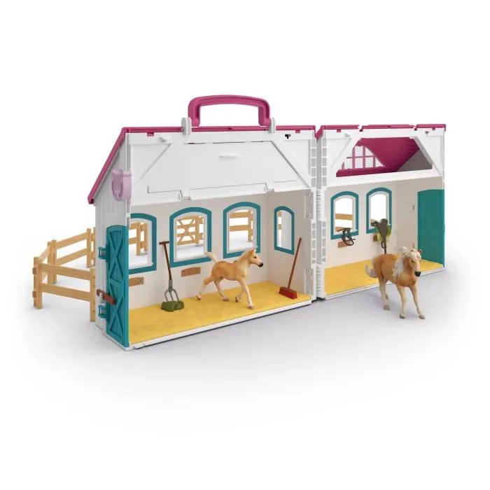 Schleich 42703 Horse Club - Coffret Écurie Transportable - Figurine Cheval - Jeu Enfant Dès 4 Ans