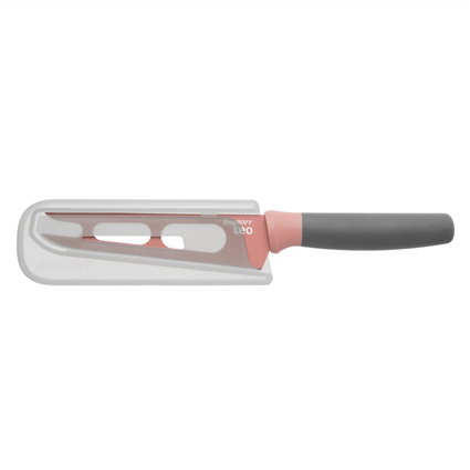 Berghoff 3950108 Couteau à fromage rose 13 cm avec revêtement antiadhésif et manche ergonomique - Inclut étui de protection