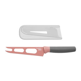 Berghoff 3950108 Couteau à fromage rose 13 cm avec revêtement antiadhésif et manche ergonomique - Inclut étui de protection