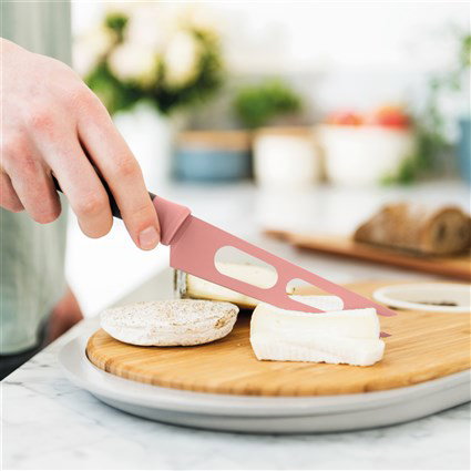 Berghoff 3950108 Couteau à fromage rose 13 cm avec revêtement antiadhésif et manche ergonomique - Inclut étui de protection