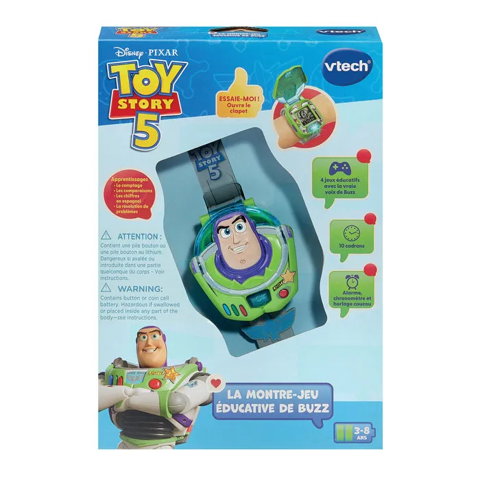 Vtech Toy Story 5 La montre-jeu éducative de Buzz Multicolore 3-8 ans Écran animé 10 cadrans 4 jeux