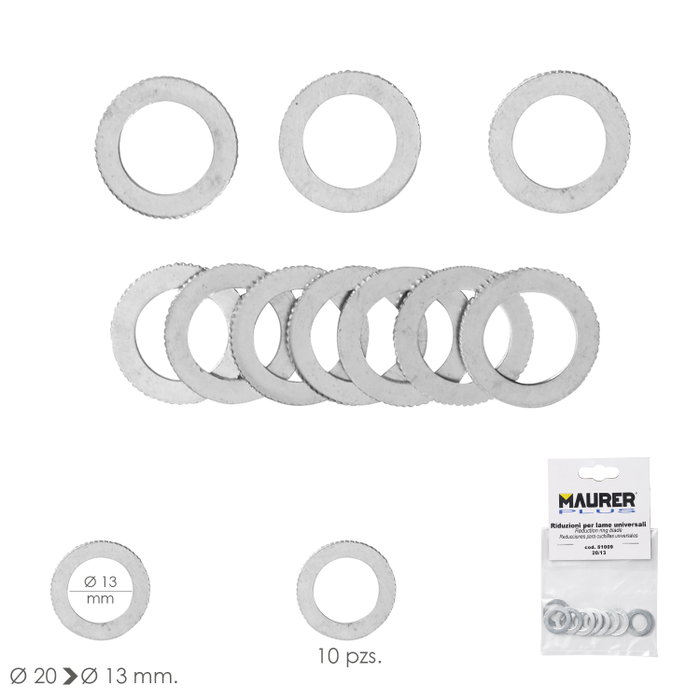 YAMATO Adaptateurs Réducteurs pour Disque de Coupe Bois Ø 20 à Ø 13 mm (Lot de 10) YAMATO Adaptateurs Réducteurs pour Disque de Coupe Bois Ø 20 à Ø 13 mm (Lot de 10)