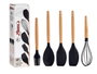 KINVARA Set de 5 ustensiles de cuisine en silicone et bois de hêtre