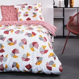 Today Sunshine - Parure de lit en coton motifs graphiques - Housse de couette 240x260 cm + 2 taies d'oreillers 63x63 cm