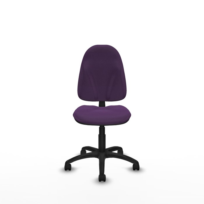 Chaise de bureau Algarra avec mécanisme de contact permanent de base, recouverte de tissu violet. Équipée d'une base en polyamide noir, sans accoudoirs et de roulettes en nylon de 50 mm. Chaise de bureau Algarra avec mécanisme de contact permanent de base, recouverte de tissu violet. Équipée d'une base en polyamide noir, sans accoudoirs et de roulettes en nylon de 50 mm.