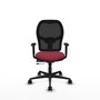 Chaise Jorquera Synchrone/Traslack tissu Bordeaux Maille Noir Base en nylon noir Accoudoir 1D Sans appui-tête Roulettes 65mm nylon