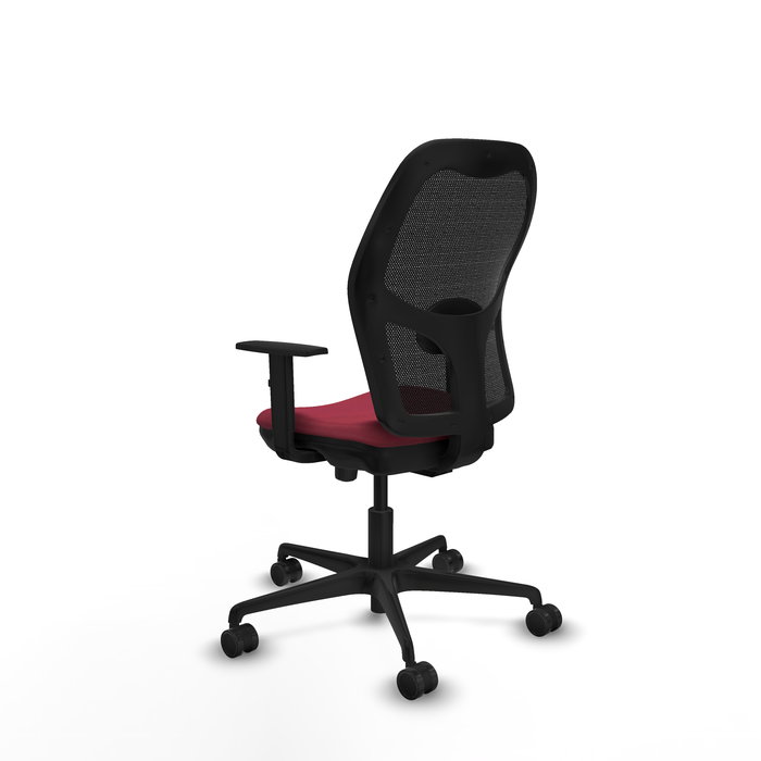Chaise Jorquera Synchrone/Traslack tissu Bordeaux Maille Noir Base en nylon noir Accoudoir 1D Sans appui-tête Roulettes 65mm nylon
