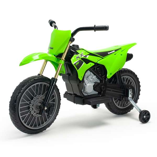 Injusa Moto Cross Kawasaki KX85 12V 103 x 52 x 65,5 cm pour Enfants 3 Ans Véhicule à Pédales Vert
