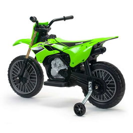 Injusa Moto Cross Kawasaki KX85 12V 103 x 52 x 65,5 cm pour Enfants 3 Ans Véhicule à Pédales Vert