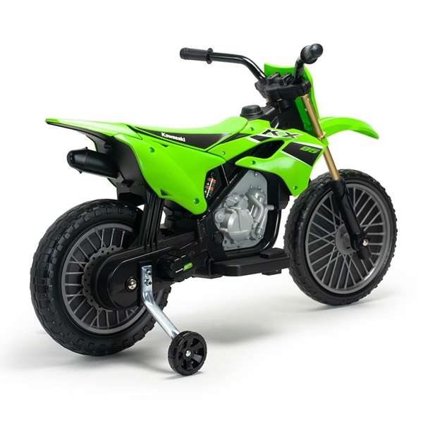 Injusa Moto Cross Kawasaki KX85 12V 103 x 52 x 65,5 cm pour Enfants 3 Ans Véhicule à Pédales Vert