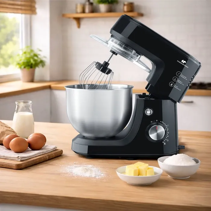 Continental Edison Robot Pâtissier CERP800B2 - 800 W, Bol 4.3 L, 10 Vitesses + Fonction Pulse, Noir