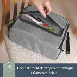 Dreambaby On-The-Go - Réhausseur portable pour enfants avec compartiments de rangement - Siège d'appoint pliable, léger et compact - Harnais de sécurité 3 points