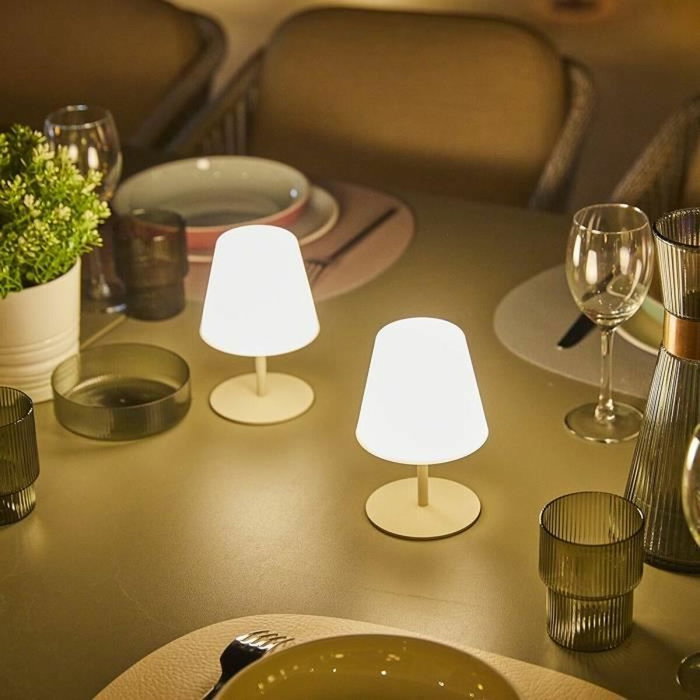 Lumisky Set de 2 lampes de table sans fil TWINS Cream, 16 cm