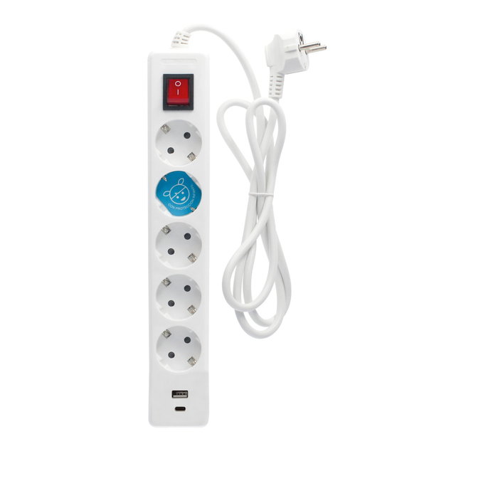 GSC Evolution Multiprise 5 Prises + USB C + A avec Interrupteur, Blanc GSC Evolution Multiprise 5 Prises + USB C + A avec Interrupteur, Blanc