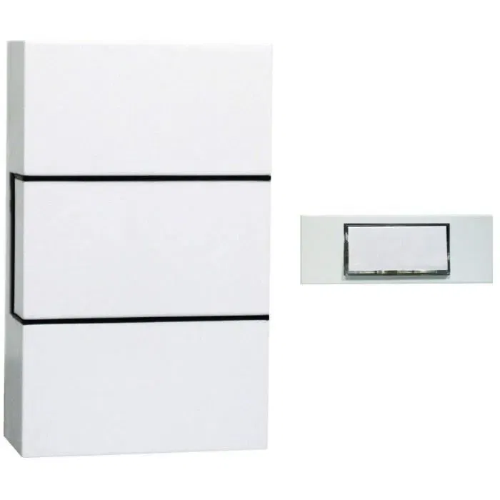 Chacon Carillon filaire avec bouton poussoir rétroéclairé - 1 mélodie - Portée 100 m - Blanc