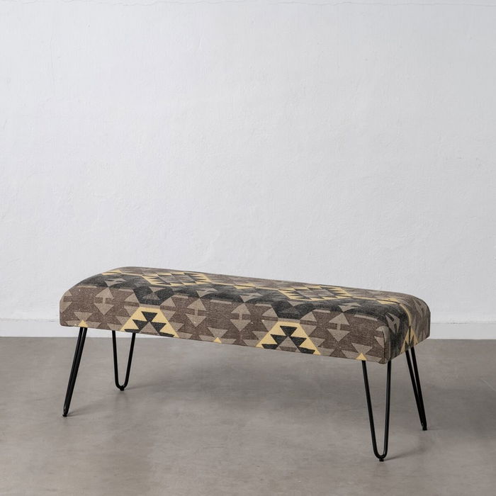Banquette Noir Taupe Fer Éponge 120 x 41,5 x 48 cm