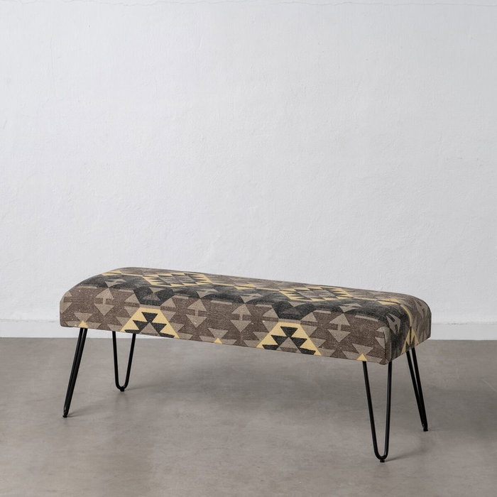 Banquette Noir Taupe Fer Éponge 120 x 41,5 x 48 cm