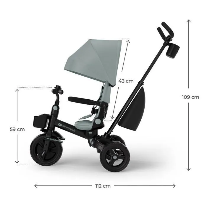 Kinderkraft AVEO 2 PLUS Tricycle évolutif 6 en 1 - Air Gris