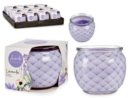 Acorde Bougie Parfumée Lavande Pot en Verre Violet 7,4x6,3x7,4 cm (Set de 12)