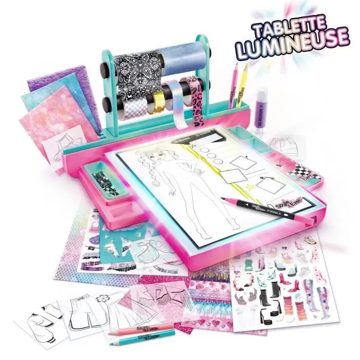 Canal Toys Studio de Mode Lumineux Fashion Designer - OFG 303 - Set créatif avec modèles à colorier, pochoirs et tissus pour enfants dès 6 ans
