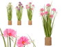 Ibergarden Ramillete Cuerda 6 Fleurs Couleurs Assorties 30x70x30 cm Pot 11 cm Plastique Pierre (Set de 3)
