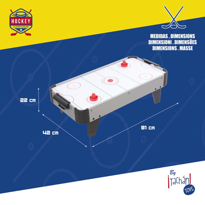 TACHAN Jeu de Hockey sur Table avec Alimentation Électrique et Air, 81 x 42 x 22 cm, Modèle R.Hg278A - Multilingue
