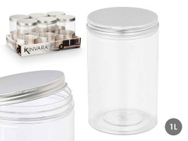 KINVARA Lot de 36 Bocaux PET 1 L avec Couvercle Aluminium