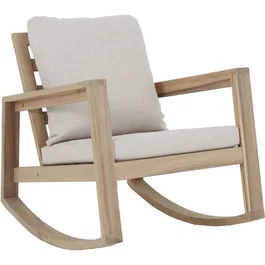 Proloisirs Fauteuil rocking chair de jardin Phuket en bois d'acacia FSC avec coussins déhoussables