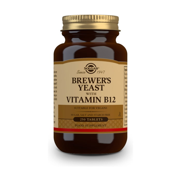 Solgar Levadura de Cerveza avec Vitamine B12, 250 comprimés de 500 mg
