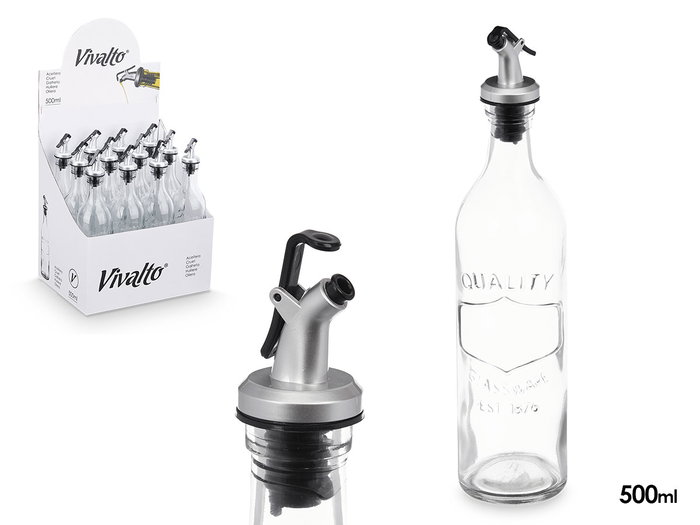 Vivalto Aceitera Ronde en Verre 500 ml avec Relief, Transparente 6.5 x 29 x 6.5 cm (Set de 24) Vivalto Aceitera Ronde en Verre 500 ml avec Relief, Transparente 6.5 x 29 x 6.5 cm (Set de 24)