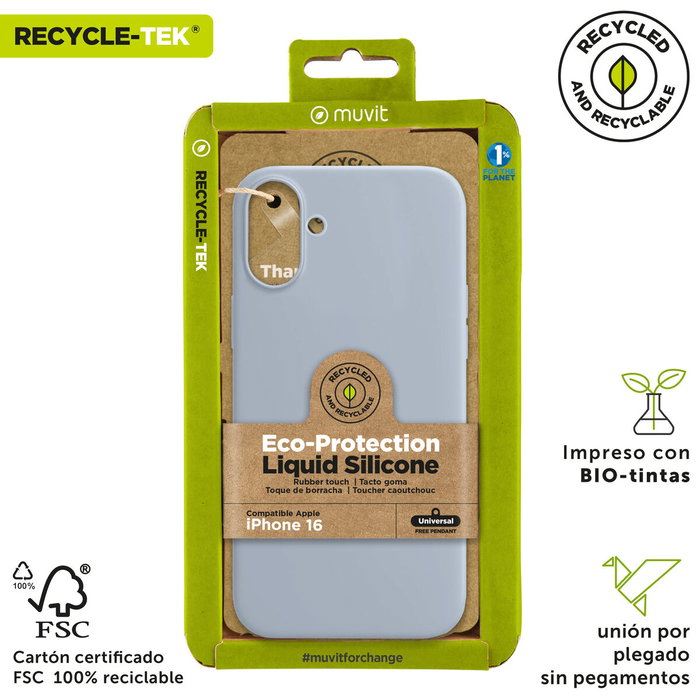 Protection pour téléphone portable Muvit for Change iPhone 16 Bleu