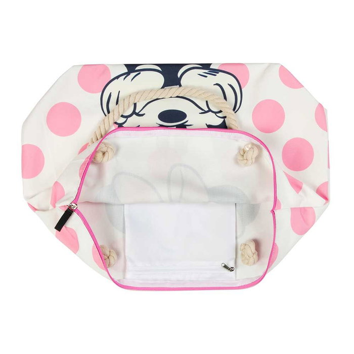 Disney Sac de Plage Dots Minnie pour Piscine ou Voyage avec Compartiment Fermé à Fermeture Éclair, 37 x 52 x 17 cm
